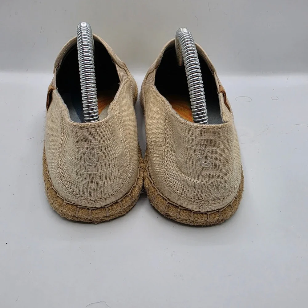 Olukai Kaula Pa'a Kapa Tan Linen Espadrille Slip On Shoes Womens 8.5